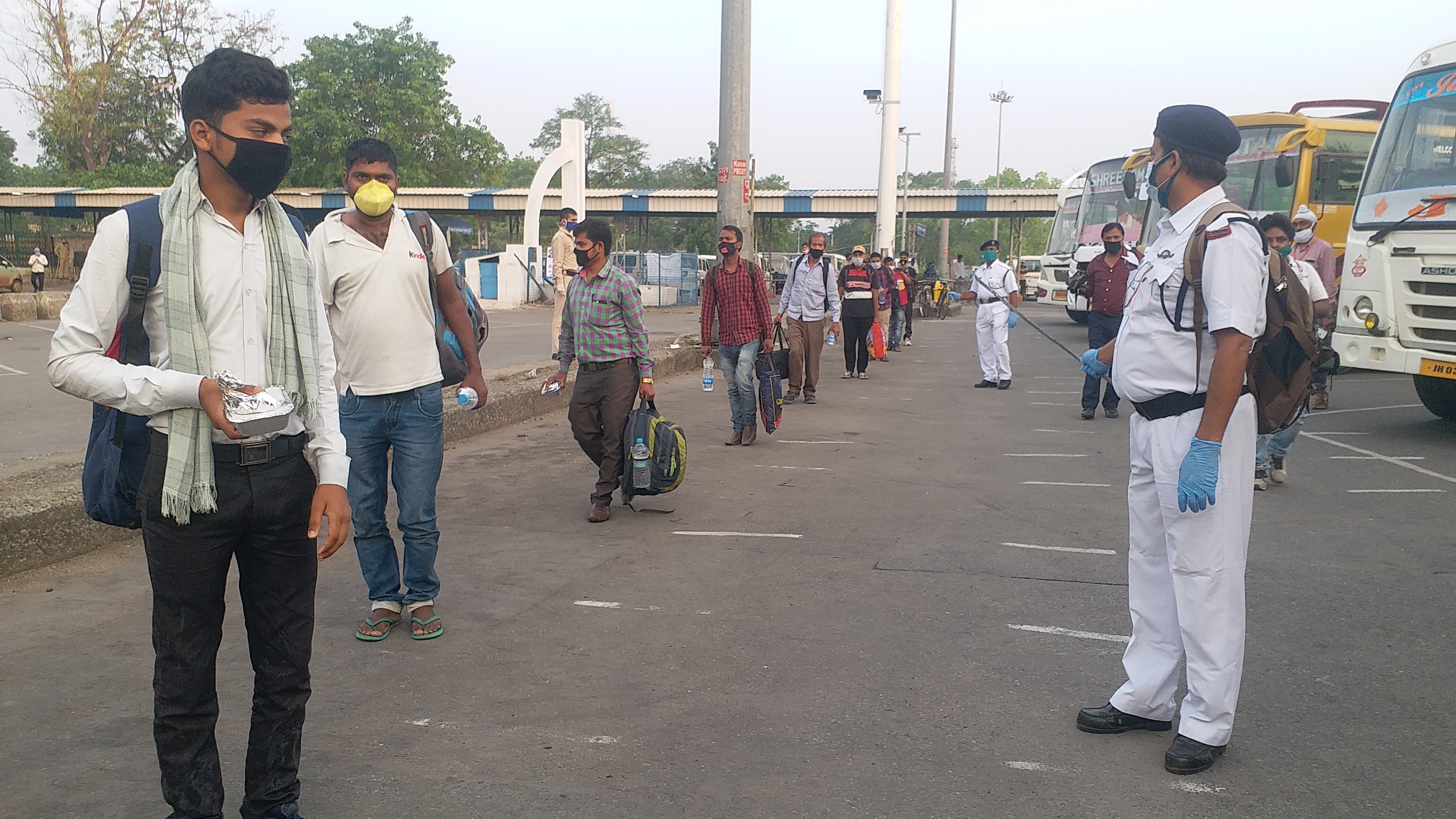 Workers returned from Telangana