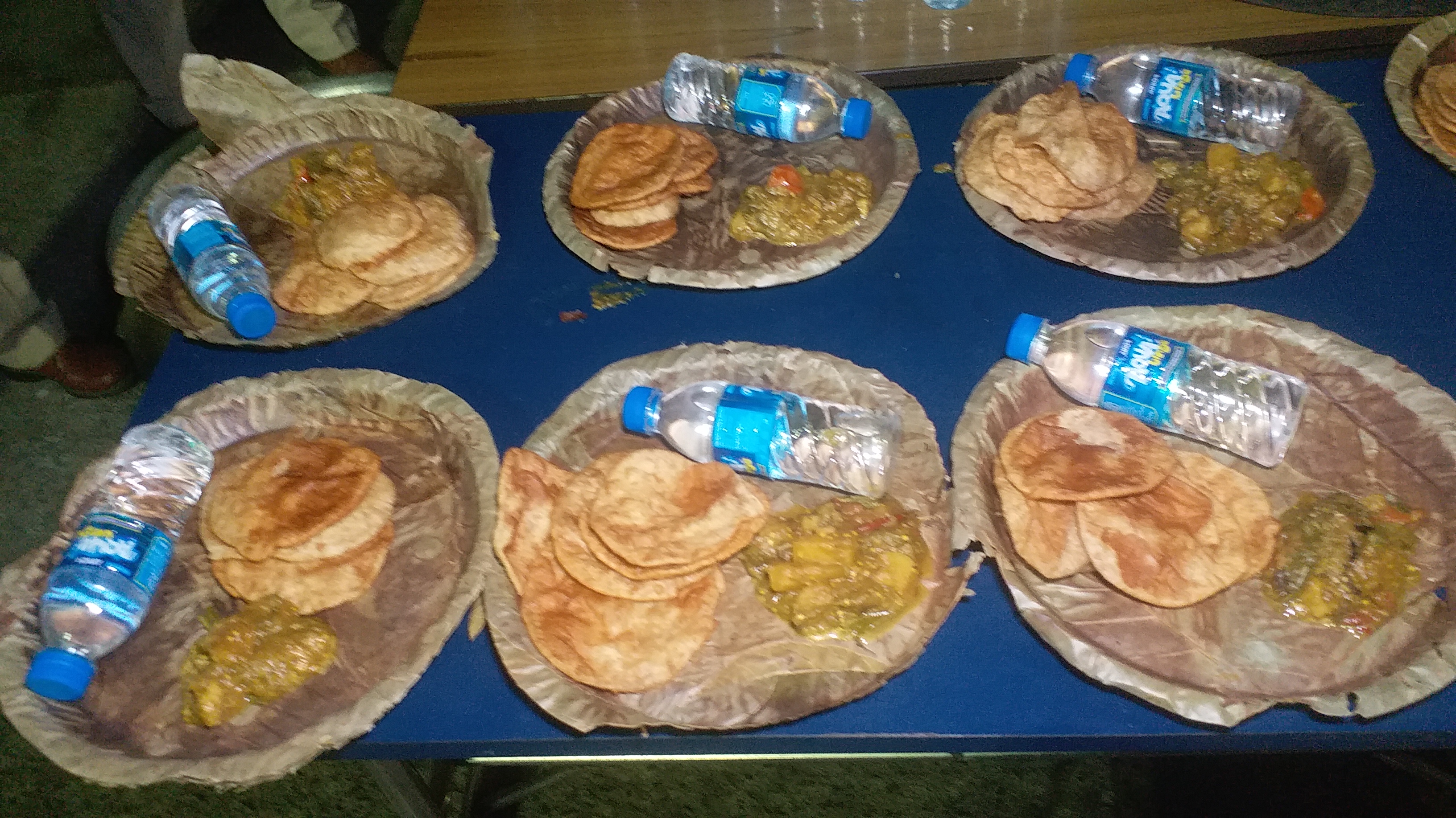 Poori vegetable mineral water fed to the poor during dinner in jamshedpur