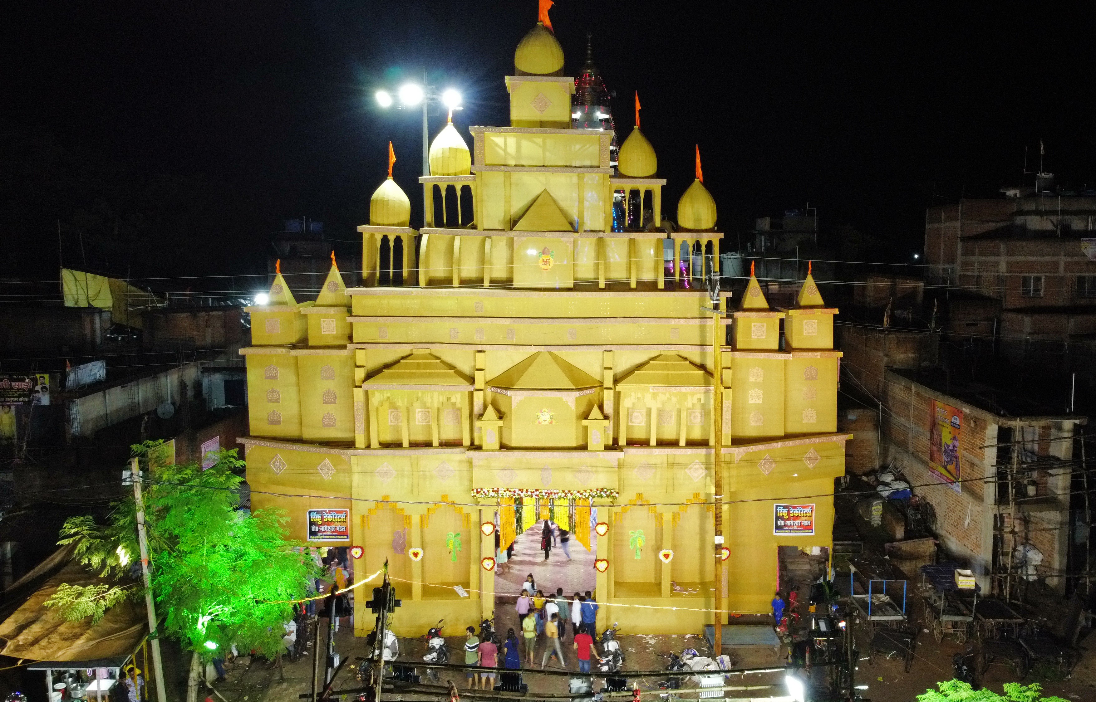 Maa Durga idol riding on bullock cart center of attraction of Puja in Giridih