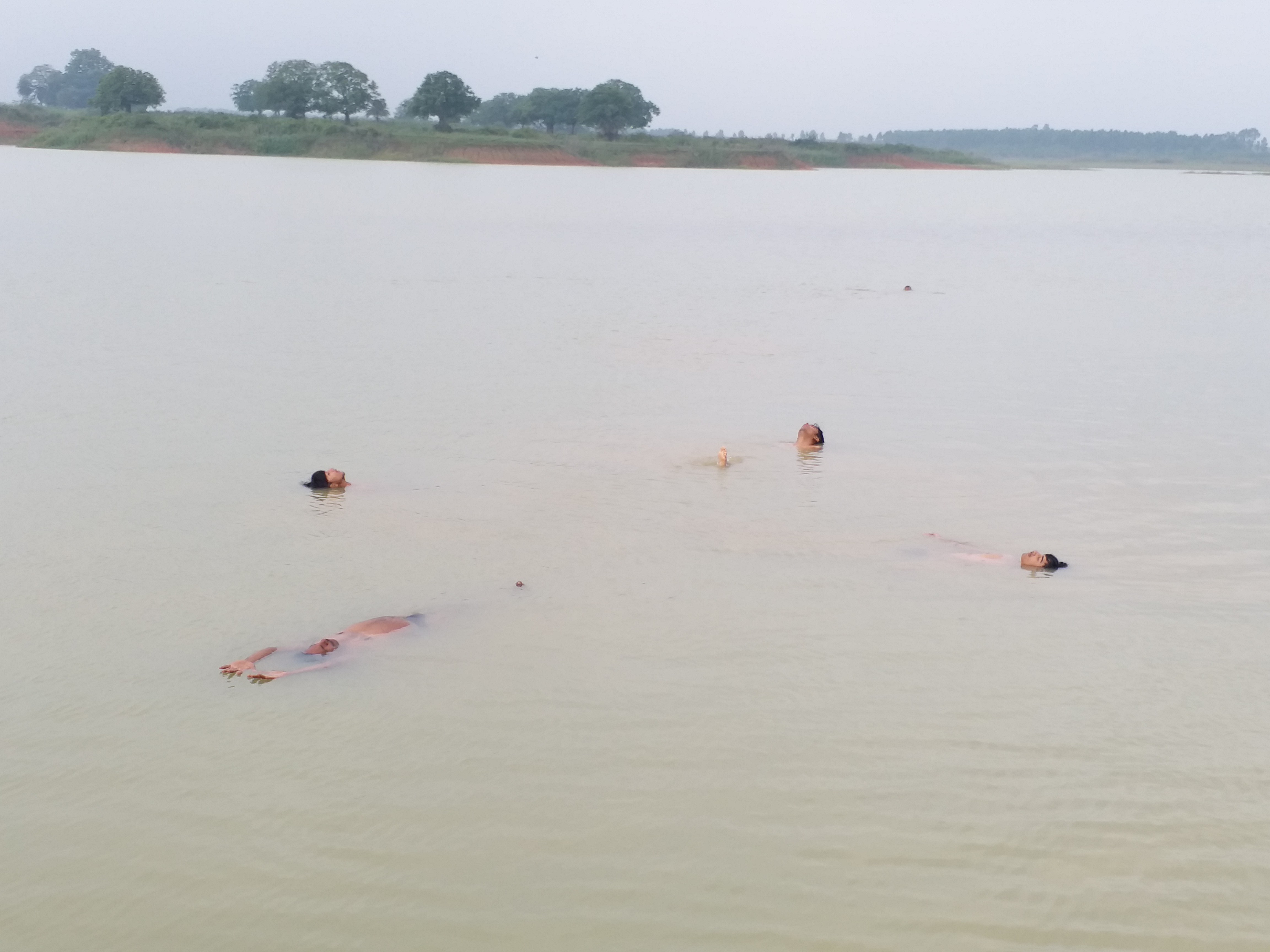 Yoga lovers did water yoga