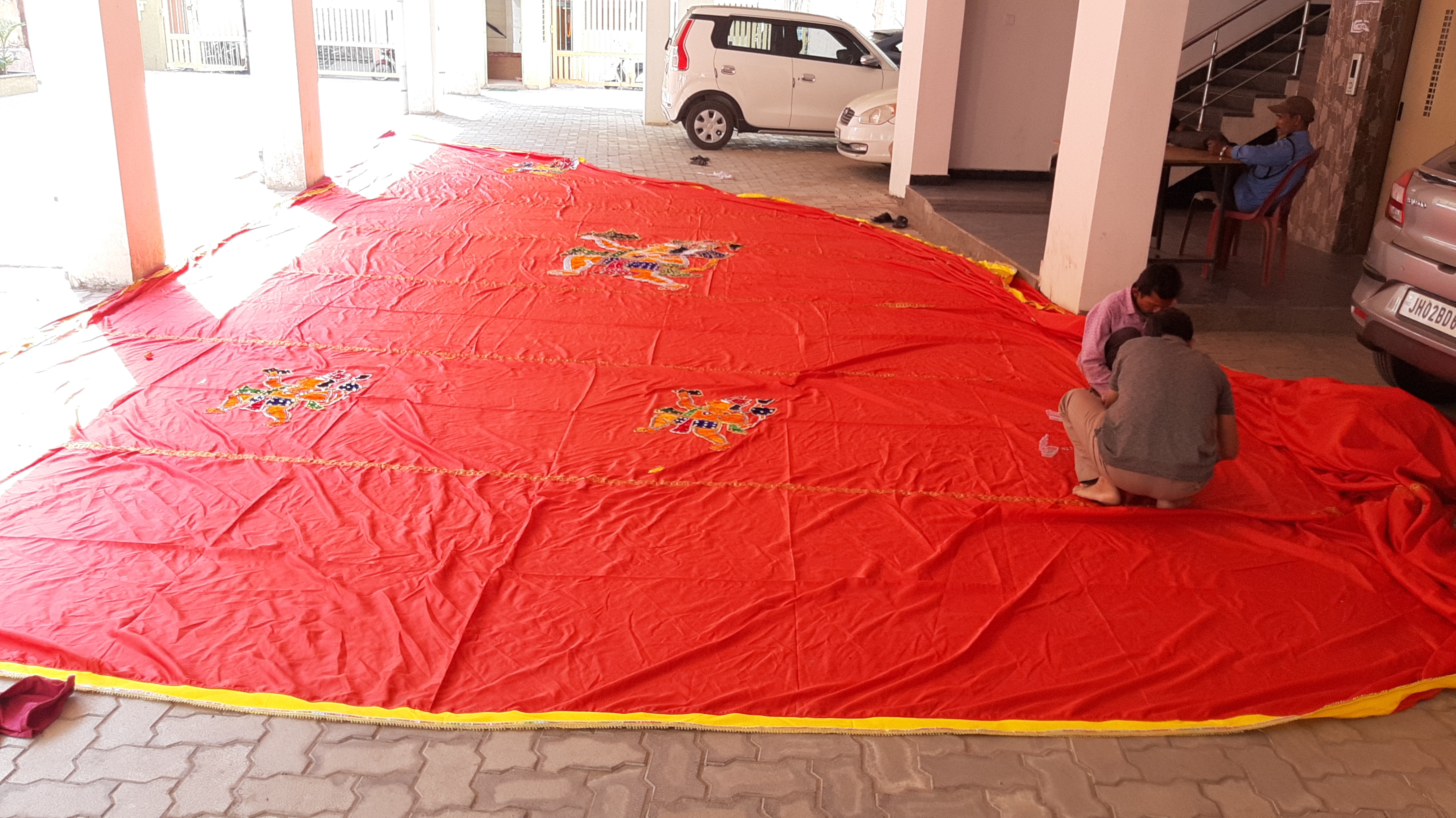 Tailor Ghulam Jilani makes Lord Hanuman flag on Ram Navami in Hazaribag