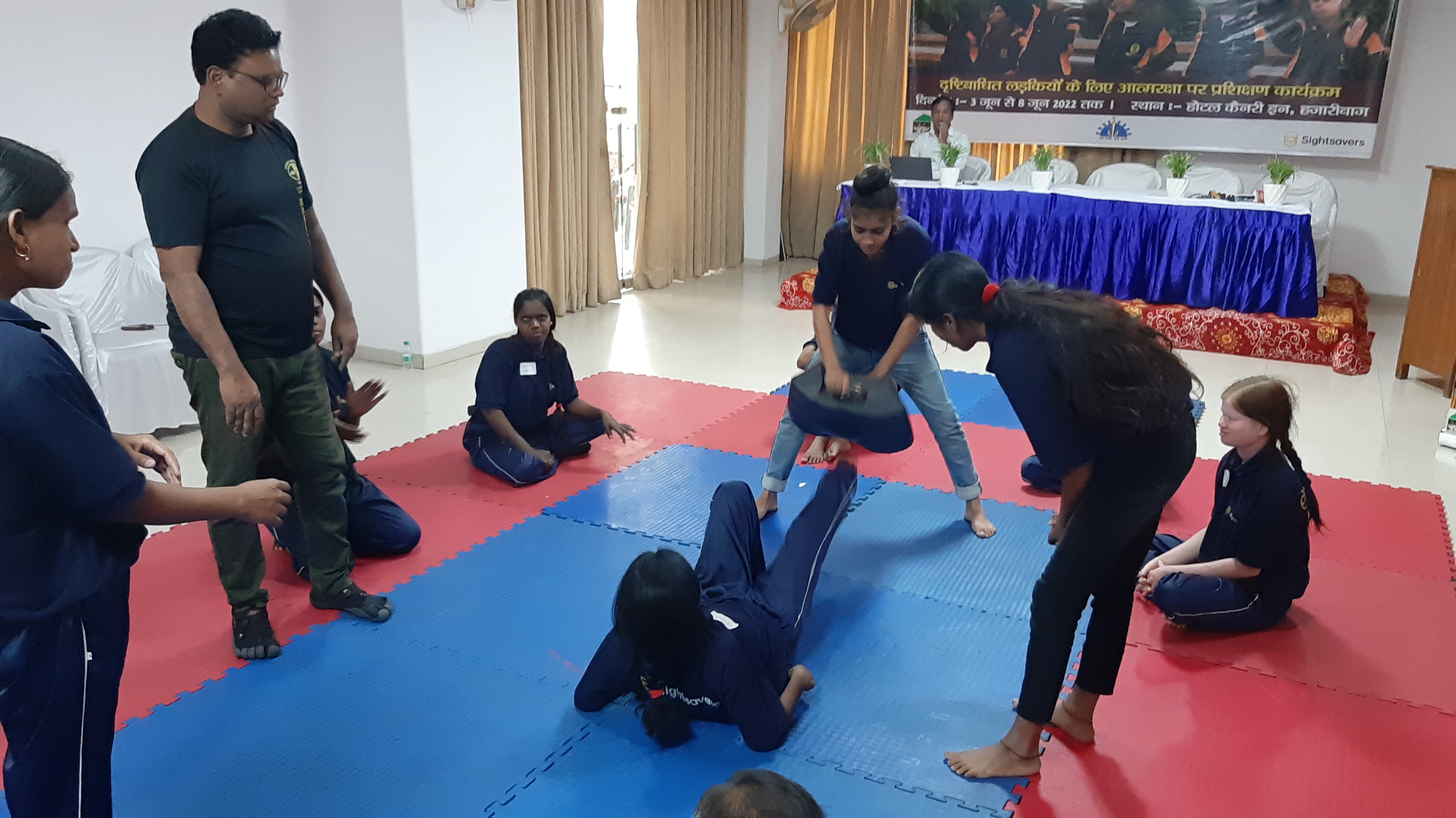 Visually challenged girls taking self defense training in Hazaribag