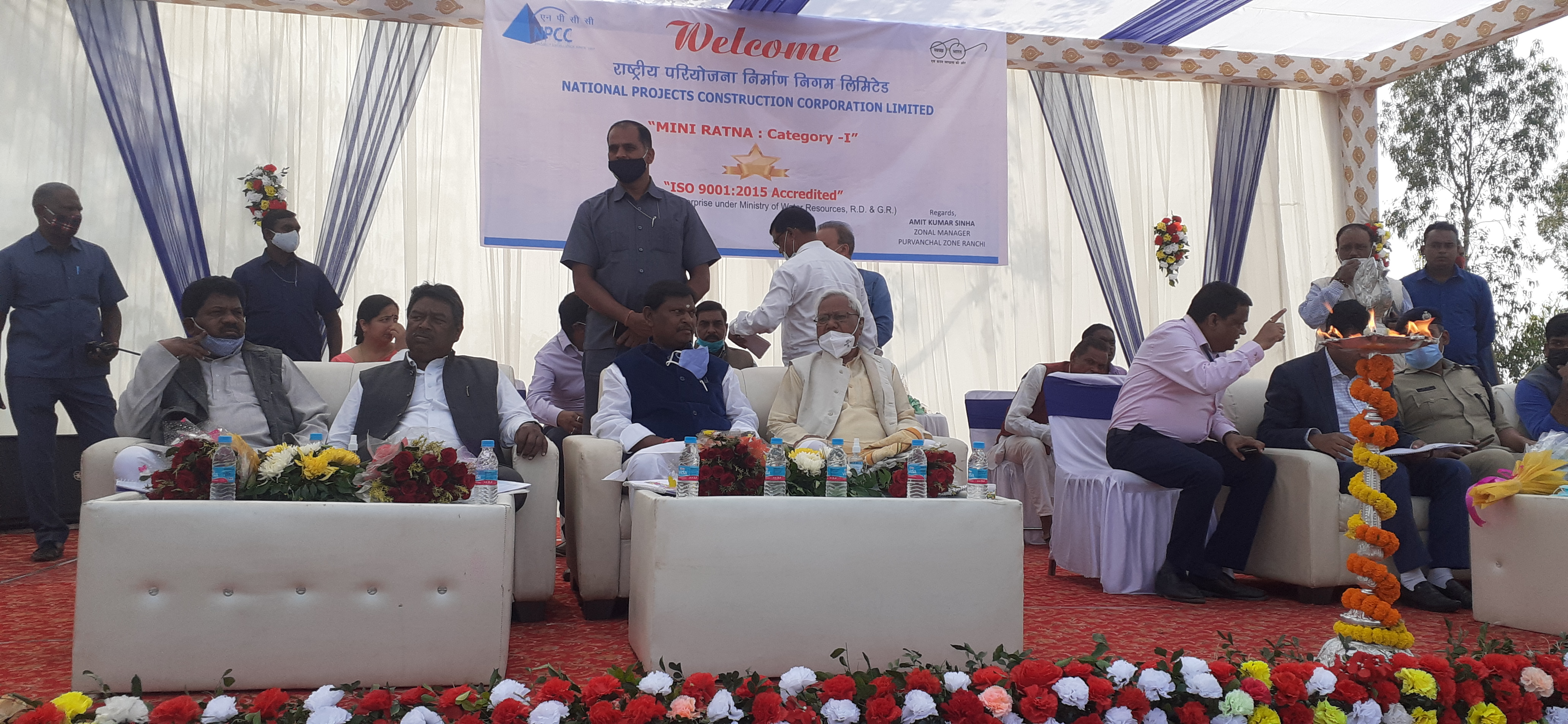 Union Minister Arjun Munda in foundation stone laying program in reva village new model Eklavya Vidyalaya in Khunti