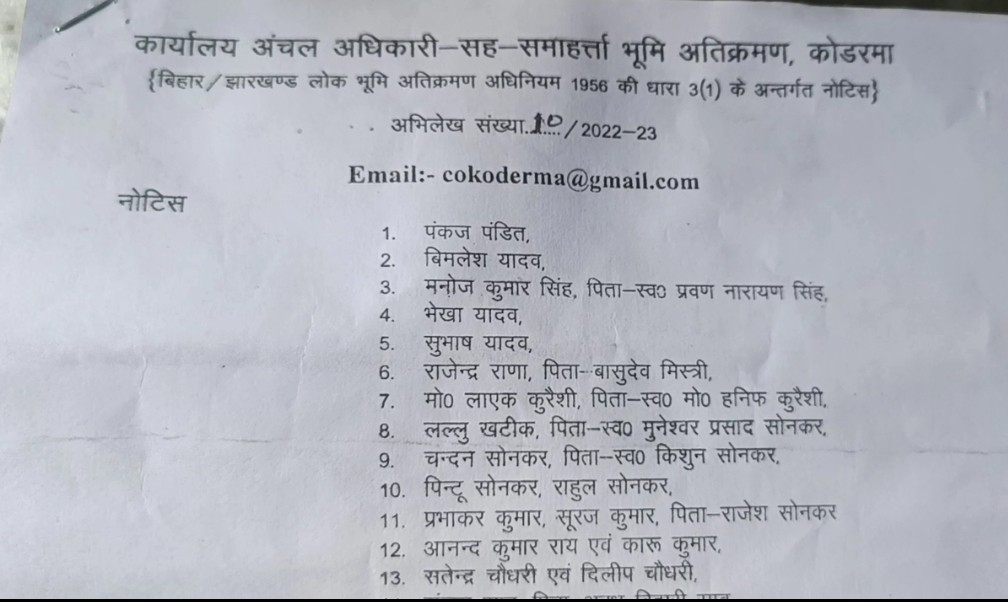 Notice to remove temporary shops near Jhumri Telaiya Municipal Council Market Committee in Koderma