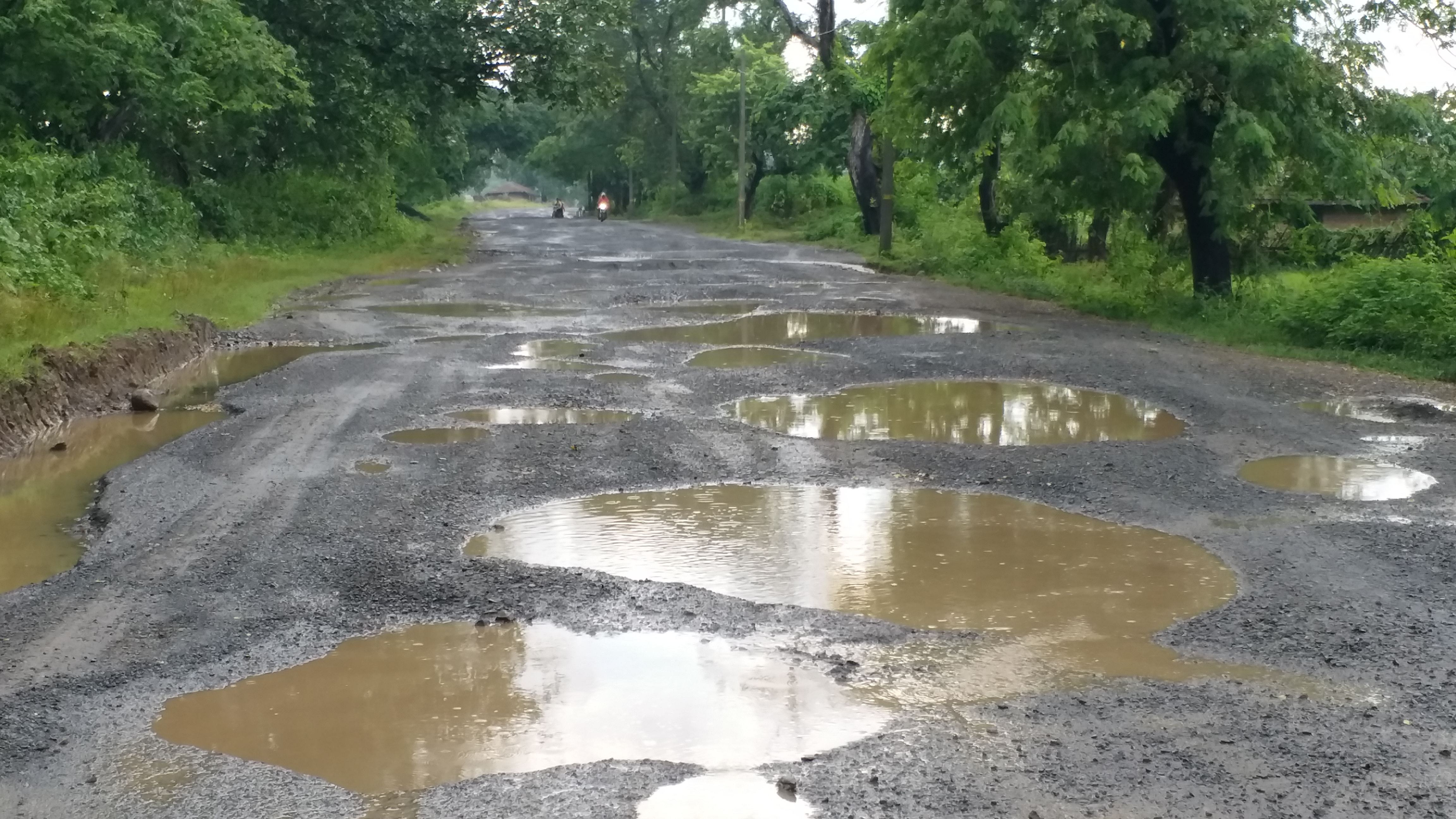 Bad condition of Littipada Via Dharampur Godda Road in Pakur