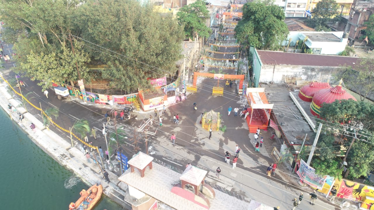 Drone camera surveillance of Chhath Puja in Ranchi