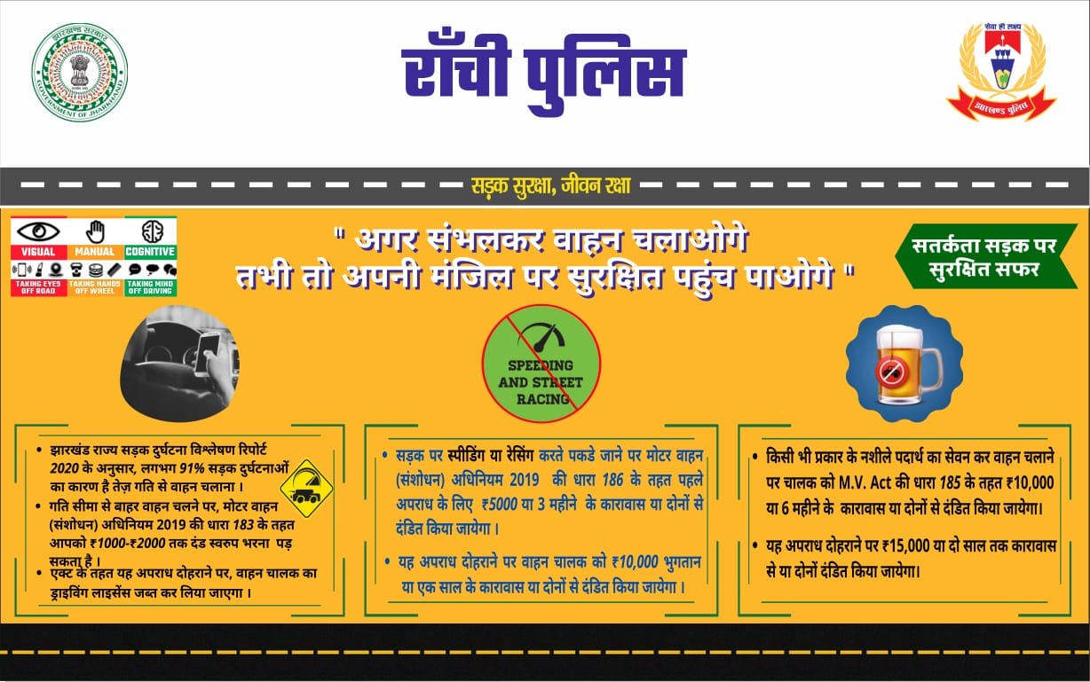 Ranchi police online campaign to prevent road accidents