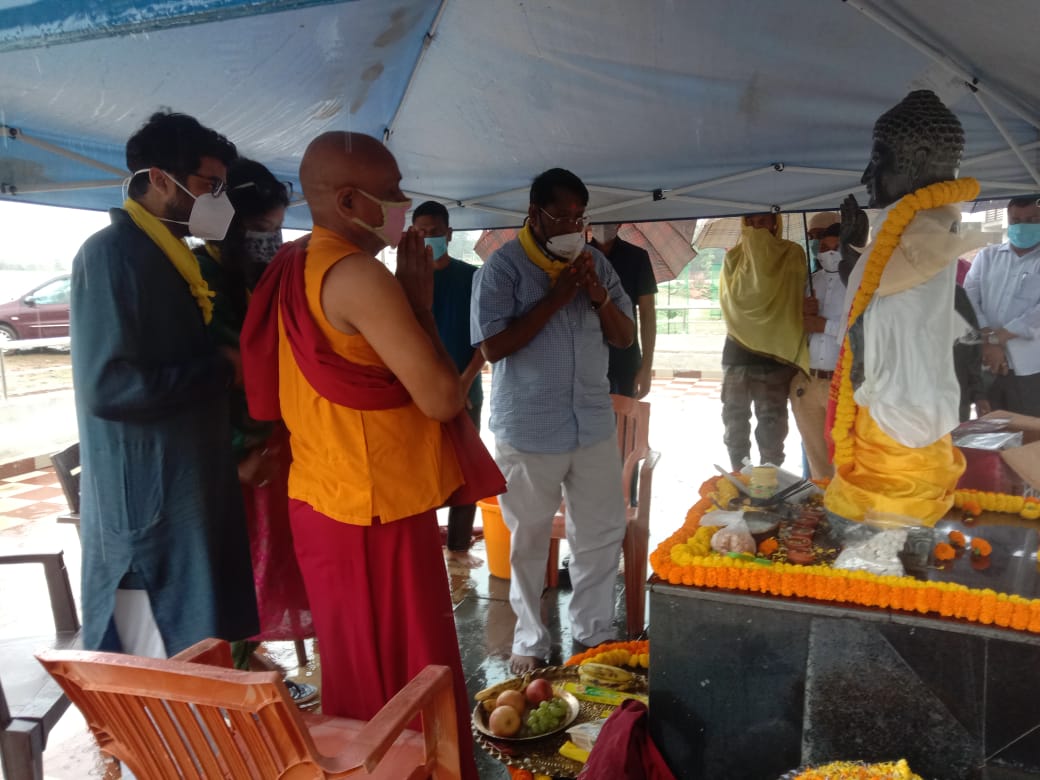 Minister Rameshwar Oraon celebrating Buddha Jayanti at his residence