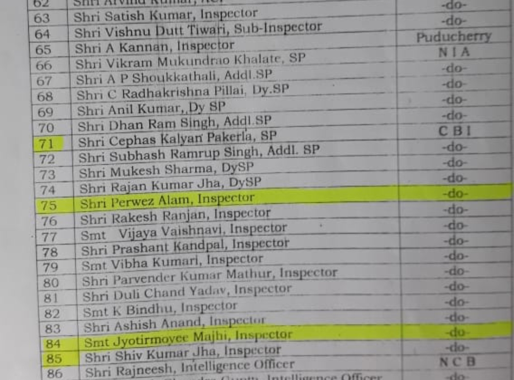 ranchi Cbi inspector name announce for medal, Three better research medals including CBI officer in ranchi, B.tech girl murder case in Ranchi, Awards to three police officers for better investigation, रांची में सीबीआई अफसर समेत तीन को बेहतर अनुसंधान पदक, रांची में बीटेक छात्रा हत्याकांड, बेहतर जांच करने वाले तीन पुलिस अफसरों को अवॉर्ड