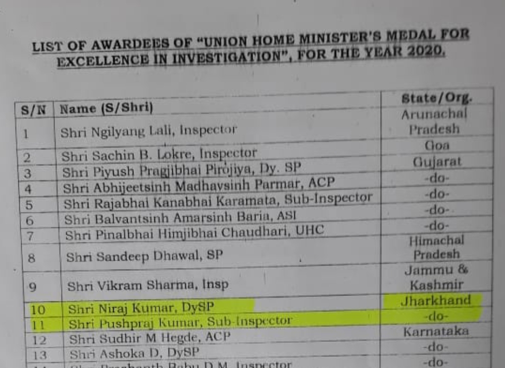 ranchi Cbi inspector name announce for medal, Three better research medals including CBI officer in ranchi, B.tech girl murder case in Ranchi, Awards to three police officers for better investigation, रांची में सीबीआई अफसर समेत तीन को बेहतर अनुसंधान पदक, रांची में बीटेक छात्रा हत्याकांड, बेहतर जांच करने वाले तीन पुलिस अफसरों को अवॉर्ड