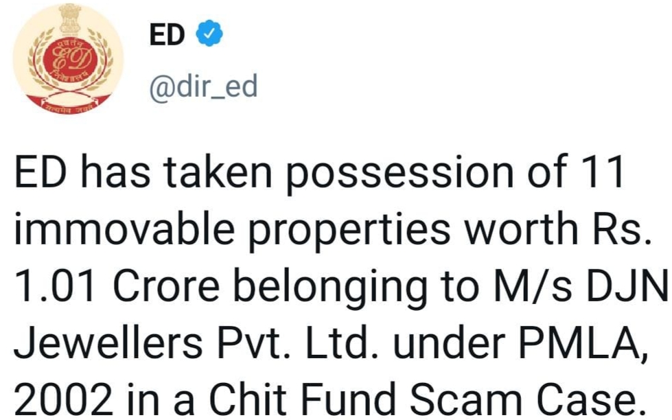 ED seized assets of DJN Finance Company in Ranchi