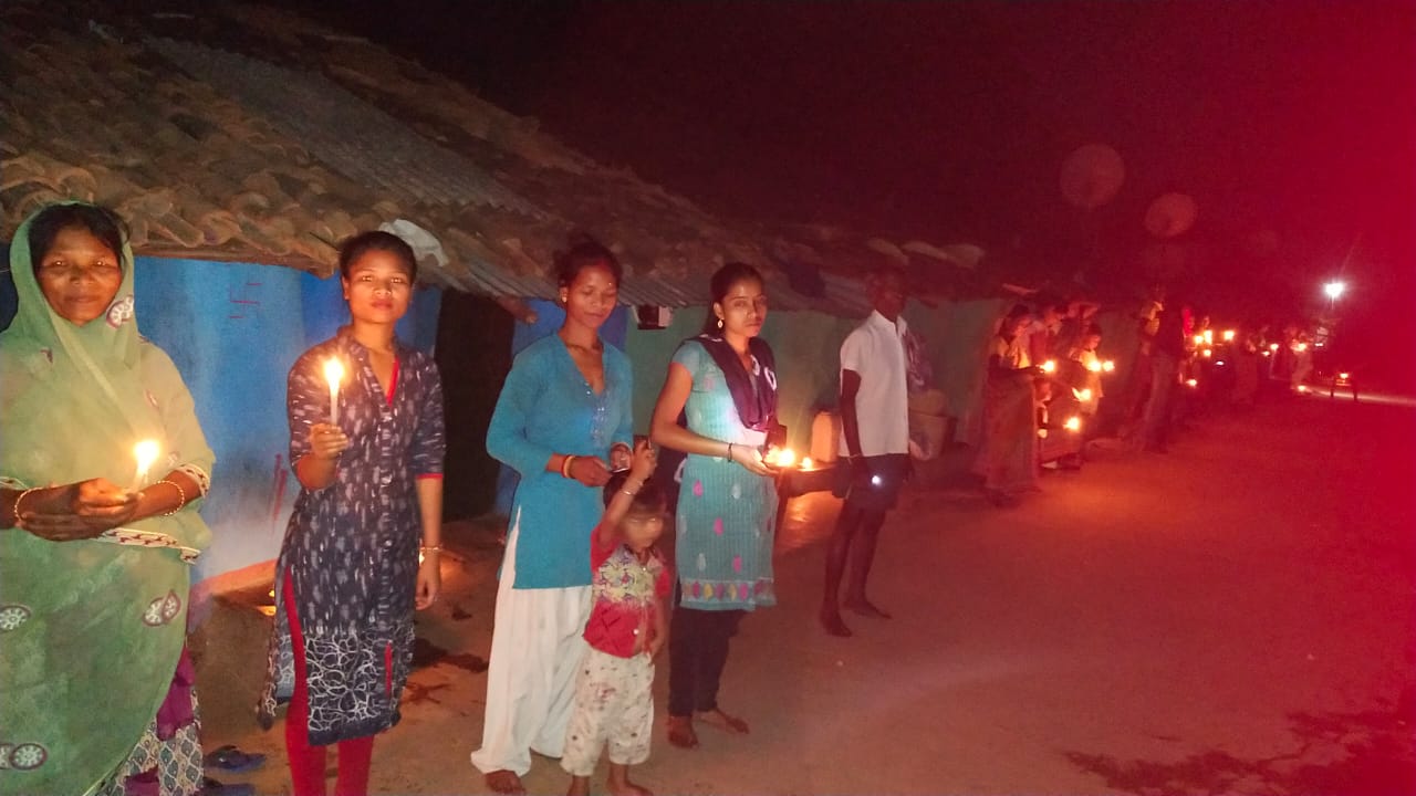 every house illuminated with lamps in simdega