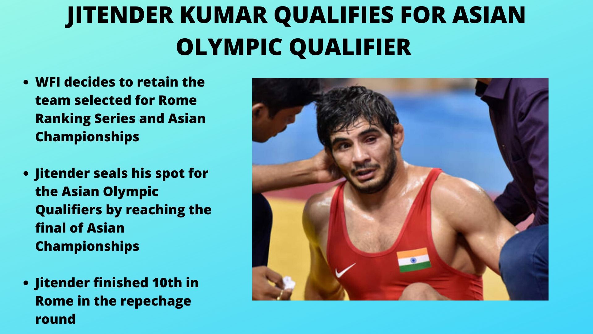 Jitender Kumar qualifies for Asian Olympic Qualifiers.