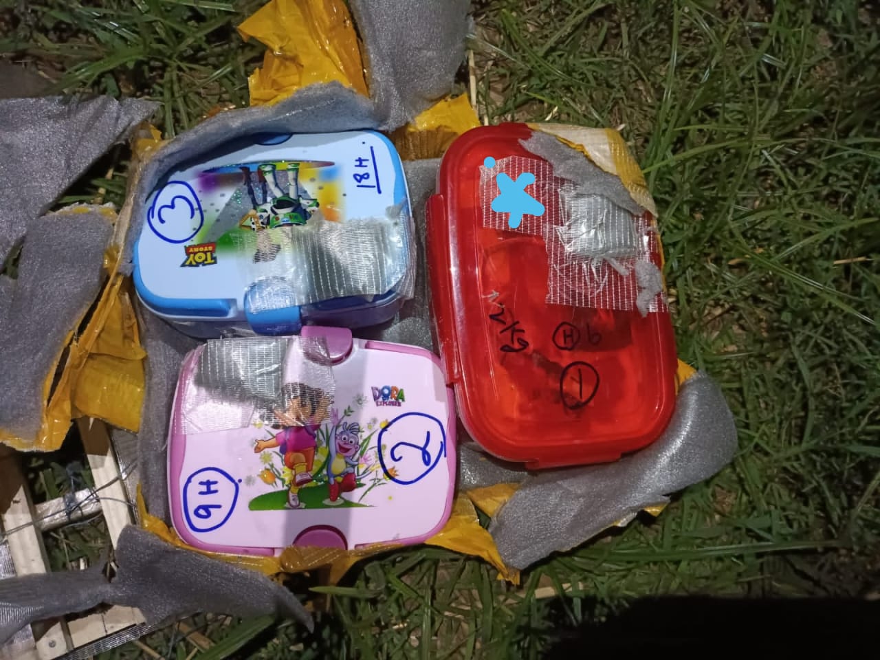 3 magnetic IEDs packed inside the children's tiffin boxes