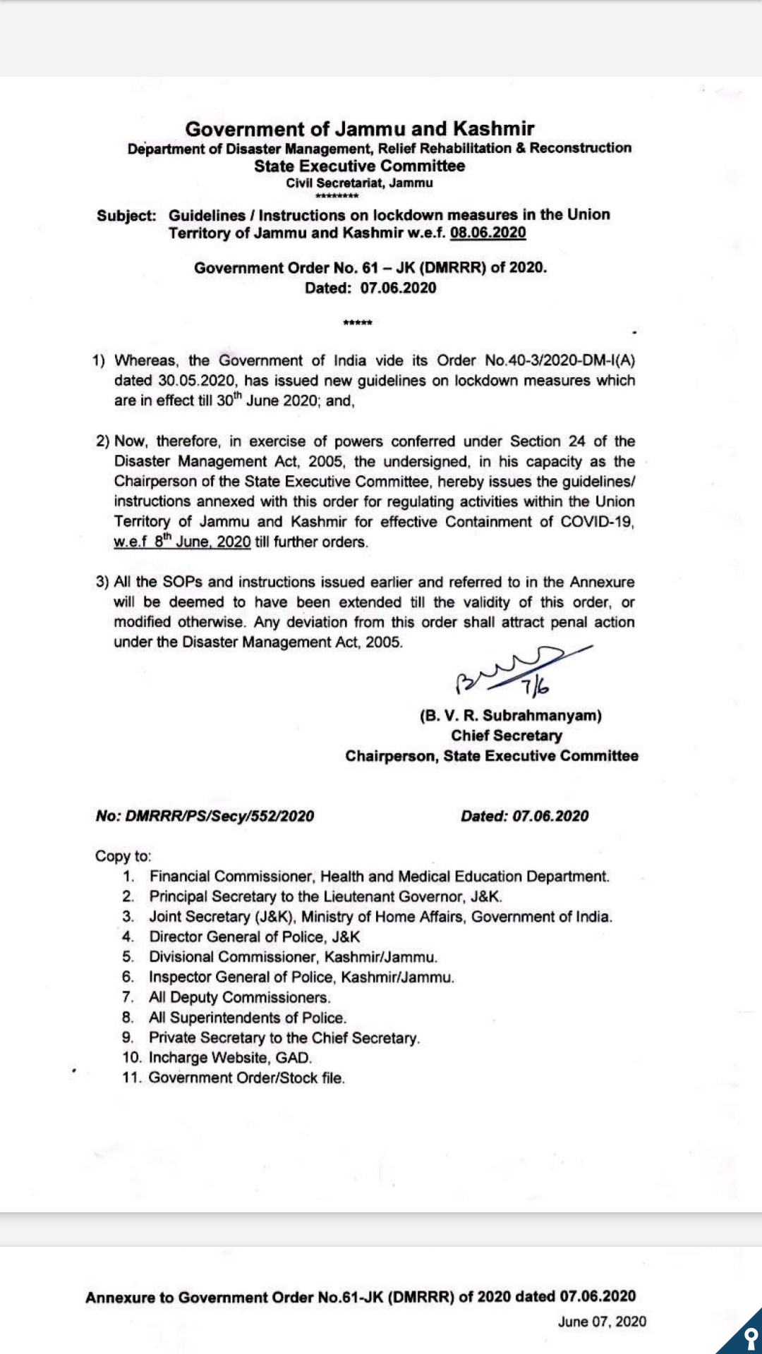 Coronavirus: important points of new guidelines issued by J&K UT administration