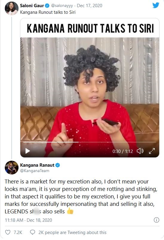 Kangana Ranaut fumes with anger over comedian Saloni Gaur's new video