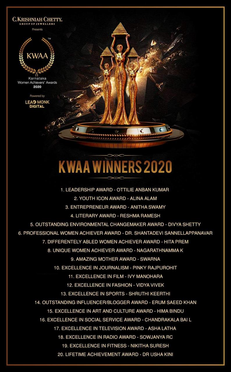 Karnataka Women Achievers Awards 2020 Third Anniversary