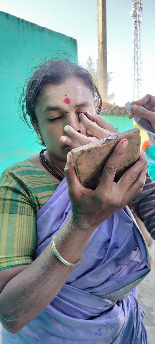 woman eye falling stones