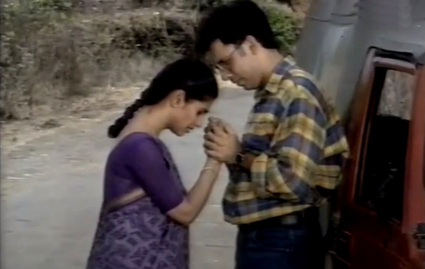 Supriya Pilgaonkar with Tushar Dalvi in a still from Kshitij Ye Nahi