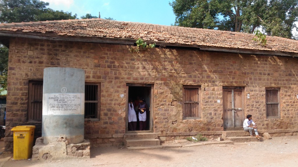 learning lesson in a dilapidated school room