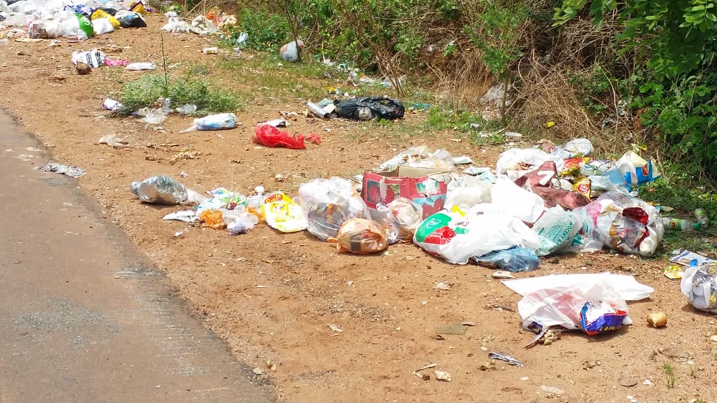 garbage thrown in road