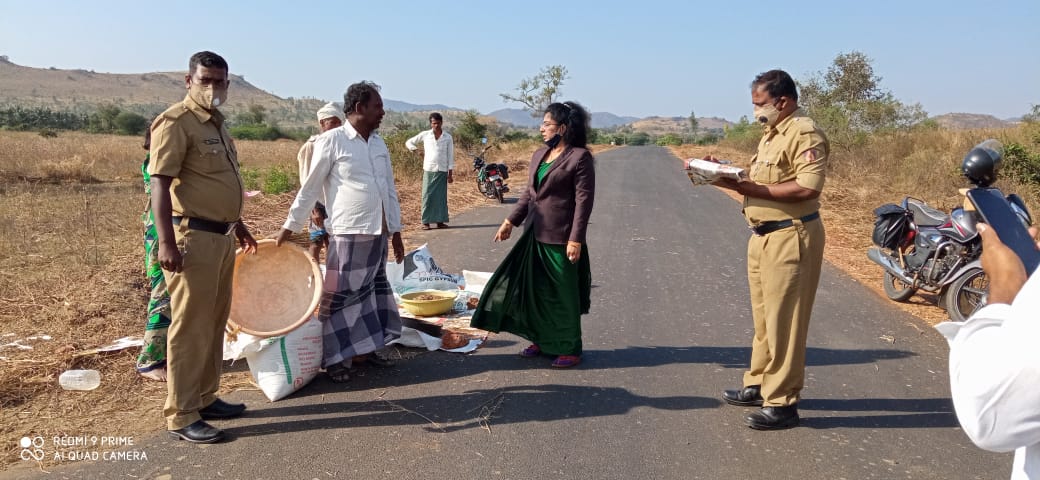 Judge cleared public road on which crop was spread