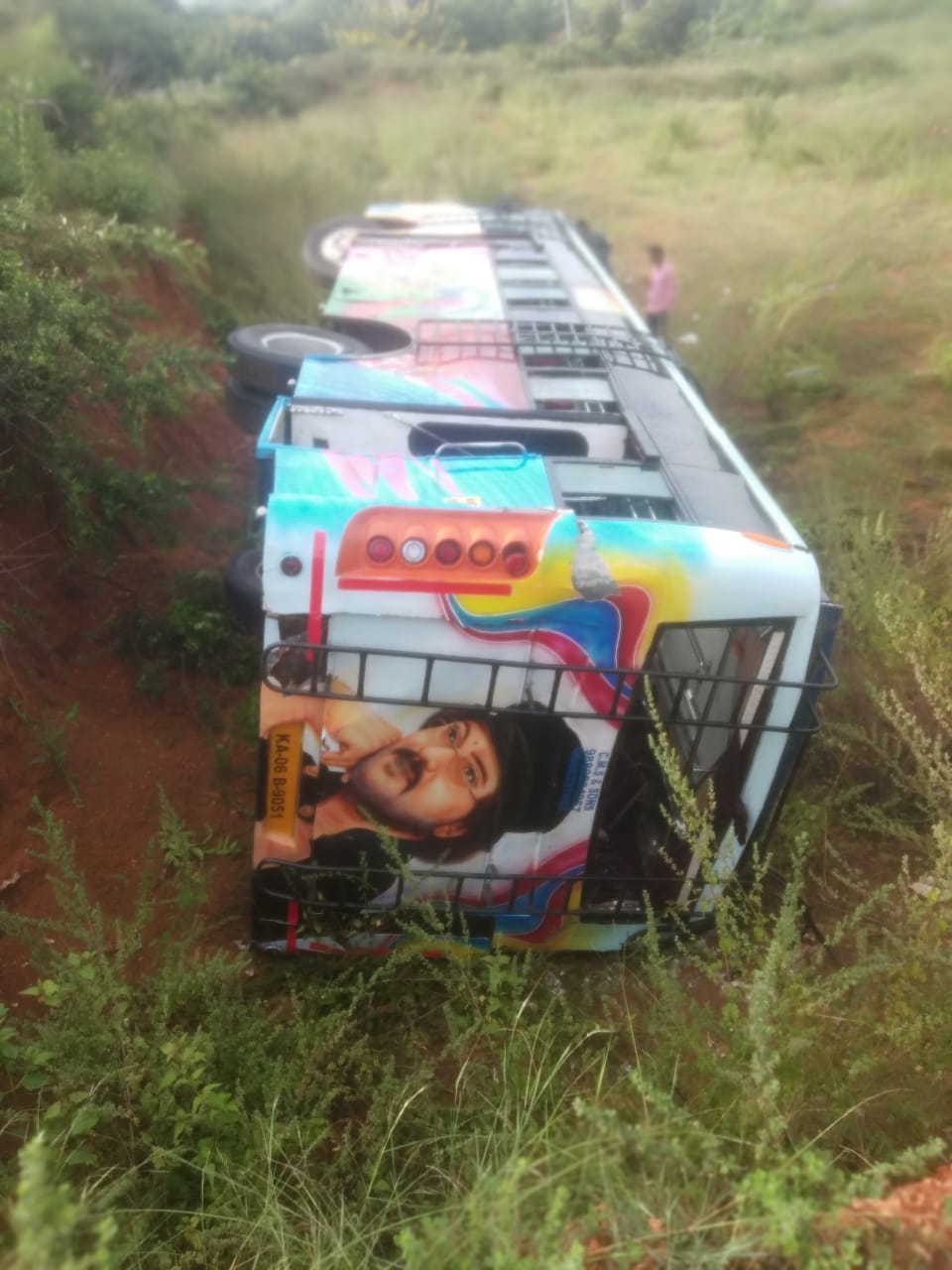 wedding bus falls into a ditch