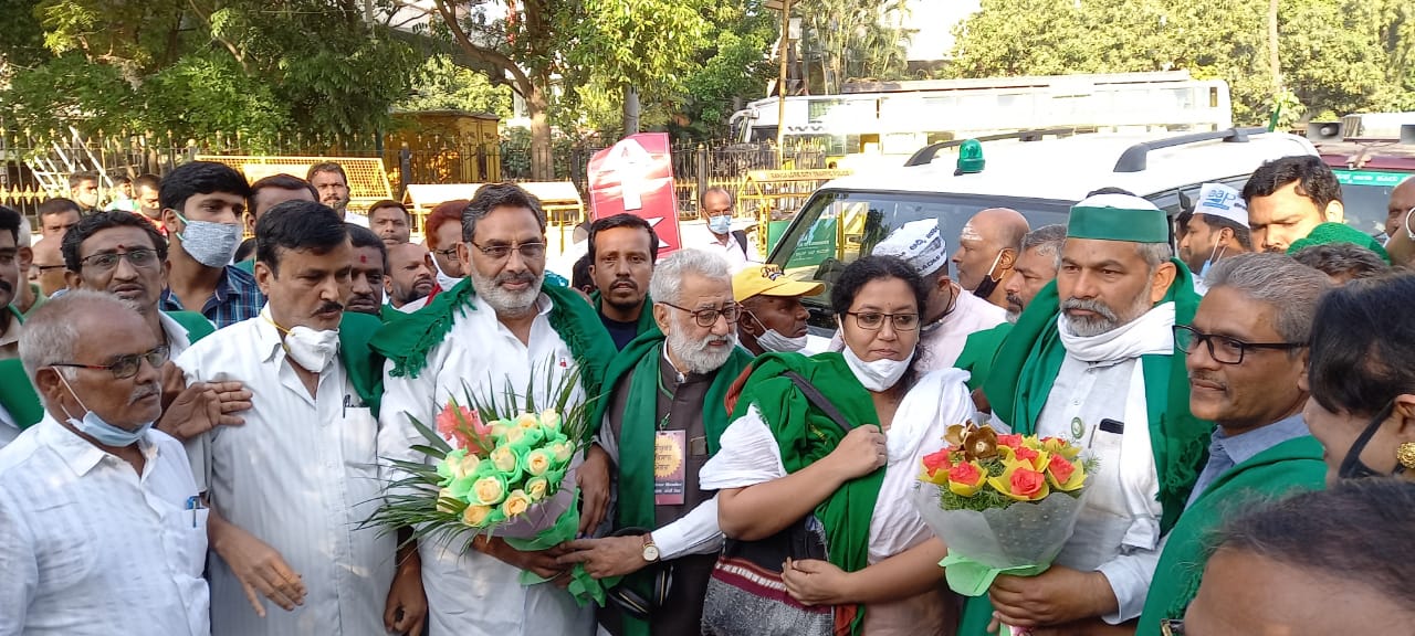 farmer leaders protest begins from shimogha