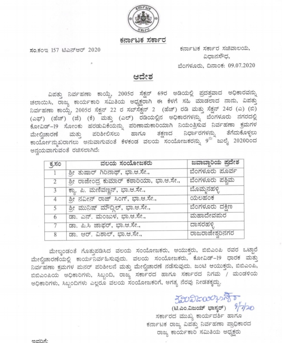 8 IAS officers appointed, 8 IAS officers appointed for corona control, IAS officers appointed, IAS officers appointed news, 8 ಐಎಎಸ್ ಅಧಿಕಾರಿಗಳ ನೇಮಕ, ಕೊರೊನಾ ನಿಯಂತ್ರಣಕ್ಕೆ 8 ಐಎಎಸ್ ಅಧಿಕಾರಿಗಳ ನೇಮಕ, ಐಎಎಸ್ ಅಧಿಕಾರಿಗಳ ನೇಮಕ, ಐಎಎಸ್ ಅಧಿಕಾರಿಗಳ ನೇಮಕ ಸುದ್ದಿ,