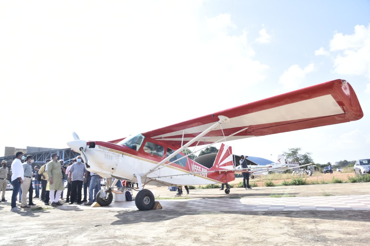 R Ashok drives aerial spray in the city for infection control