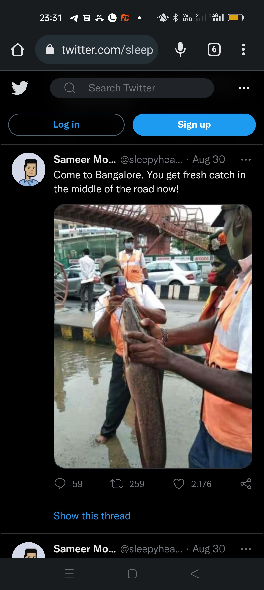 Save Bangalore campaign  Save Bangalore campaign on social media  Heavy rain in Bengaluru  ದಾಖಲೆಯ ಮಳೆಗೆ ನಲುಗಿದ ಸಿಲಿಕಾನ್ ಸಿಟಿ  ಸೇವ್ ಬೆಂಗಳೂರು ಕ್ಯಾಂಪೇನ್  ಮೀನು ಹಿಡಿದುಕೊಂಡ ಫೋಟೋ ವೈರಲ್  ಪ್ರಧಾನಿ ಮೋದಿಗೆ ಖ್ಯಾತ ಉದ್ಯಮಿ ಟ್ವೀಟ್