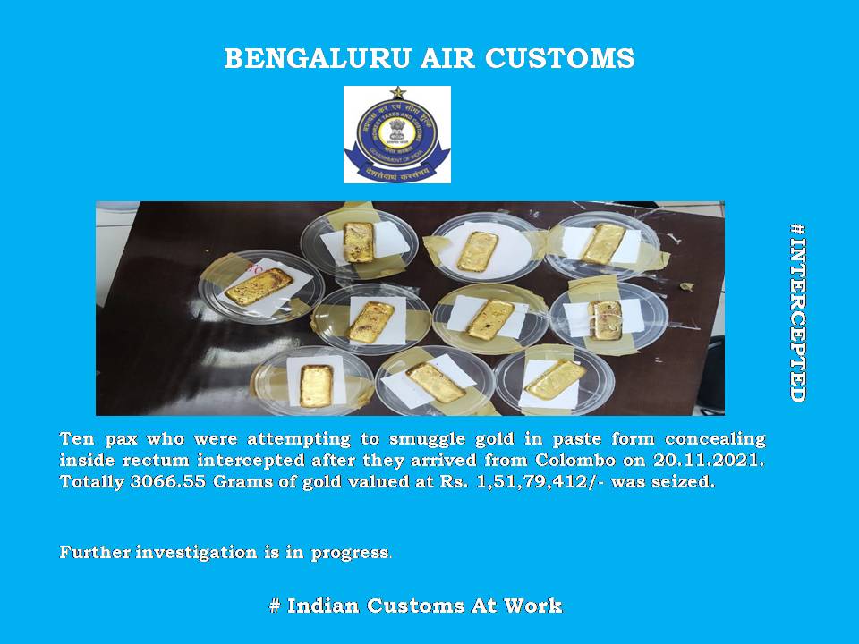 10 passengers arrested for smuggling gold