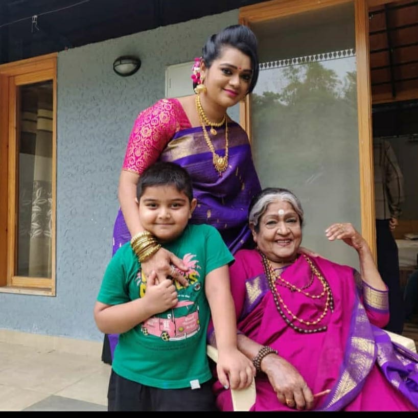 Senior actress MN Lakshmi Devi celebrating birthday with granddaughter