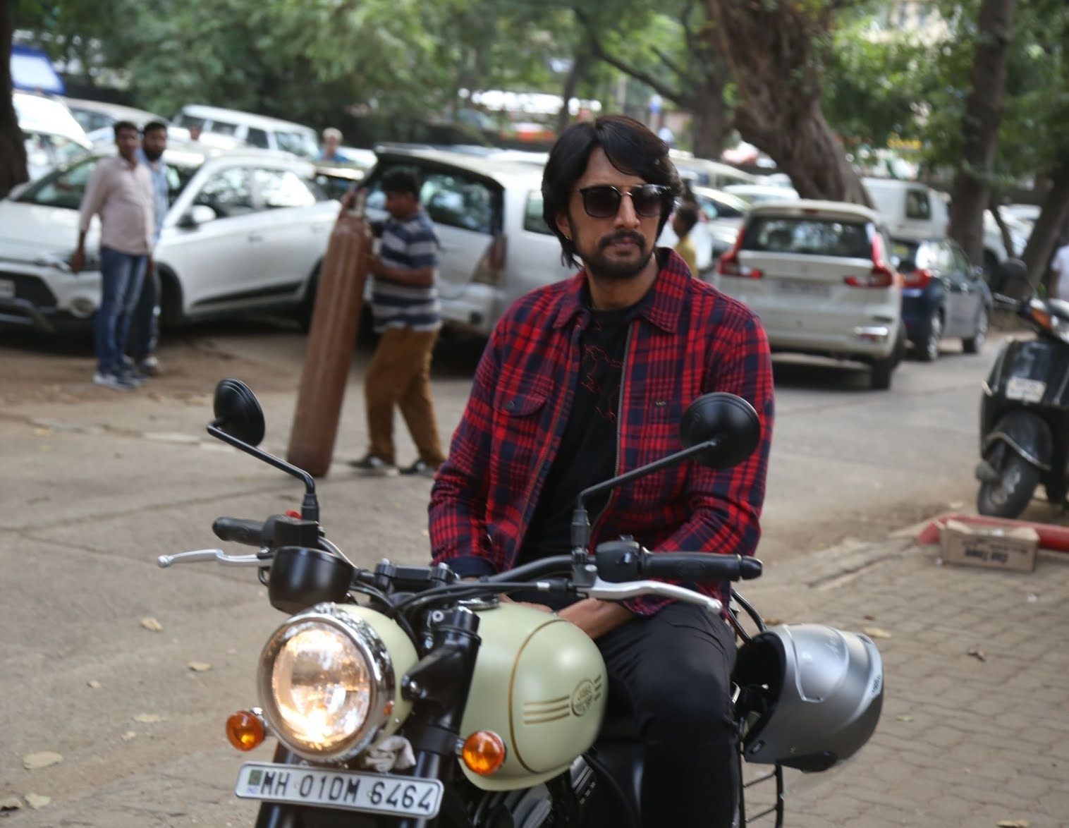 Kichha Sudeep  with  Java Bike