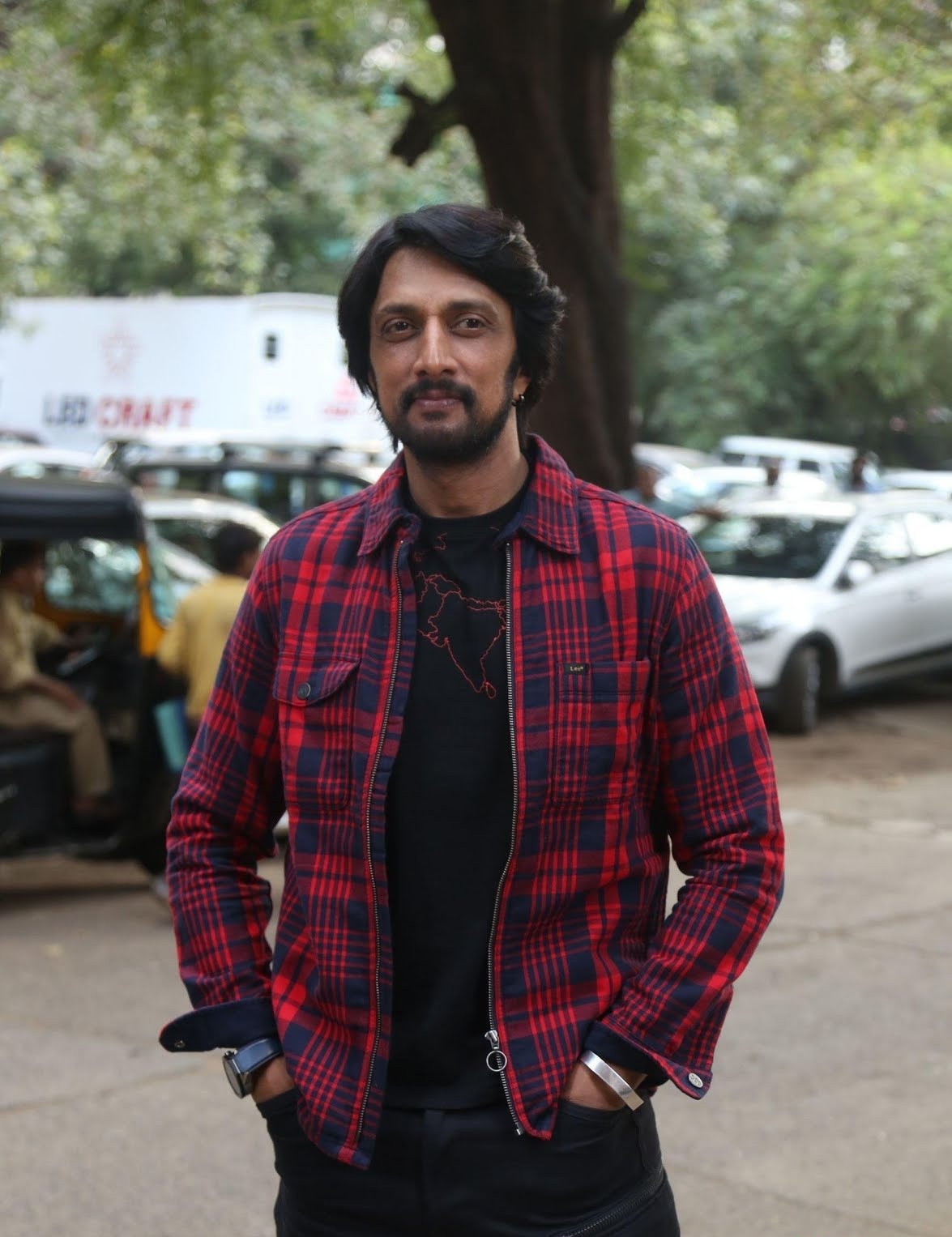 Kichha Sudeep  with  Java Bike