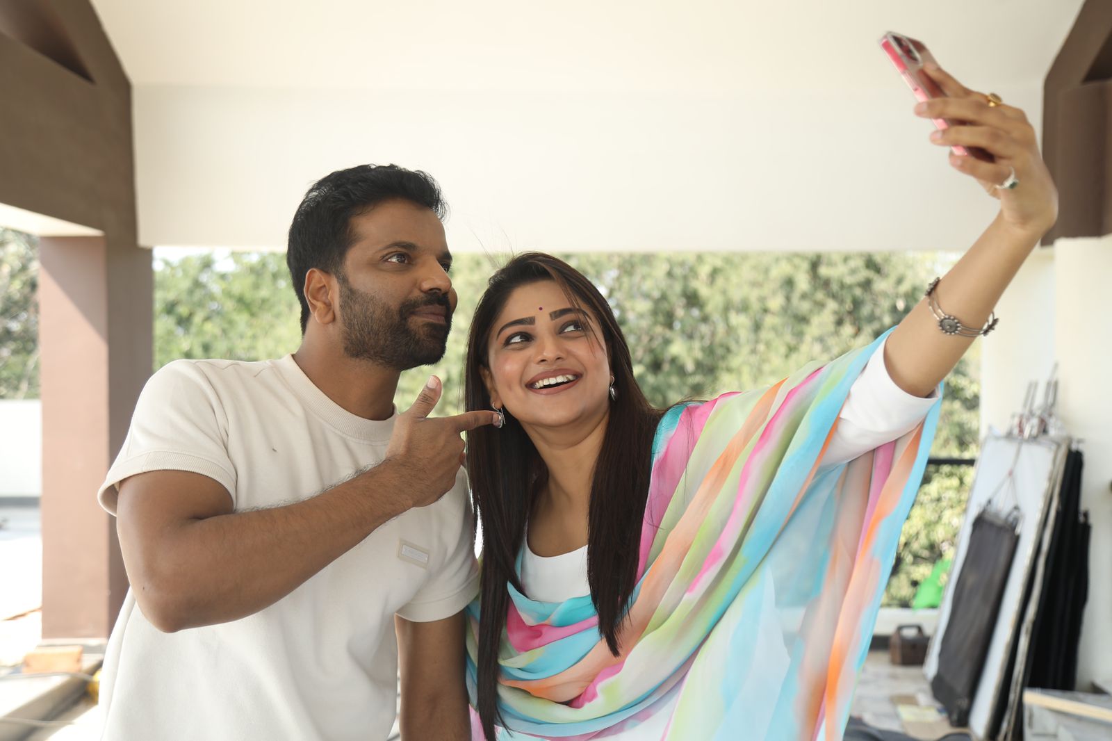 Actor Satish and Rachita Ram busy in Myatni movie shooting