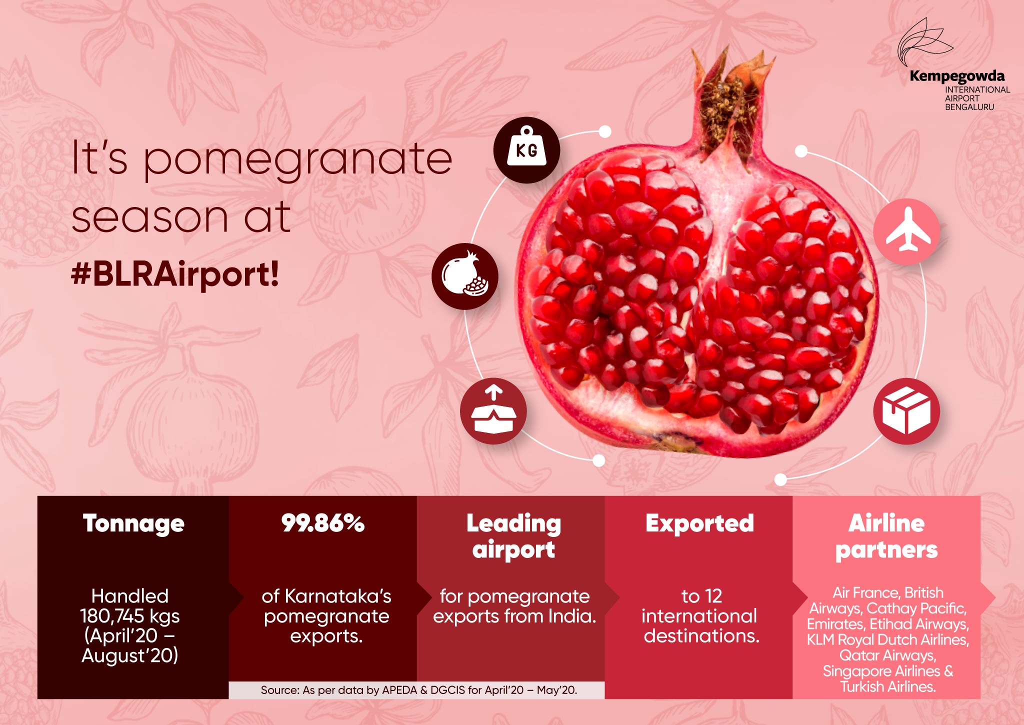 1,80,745 kg pomogranate export from KIAL