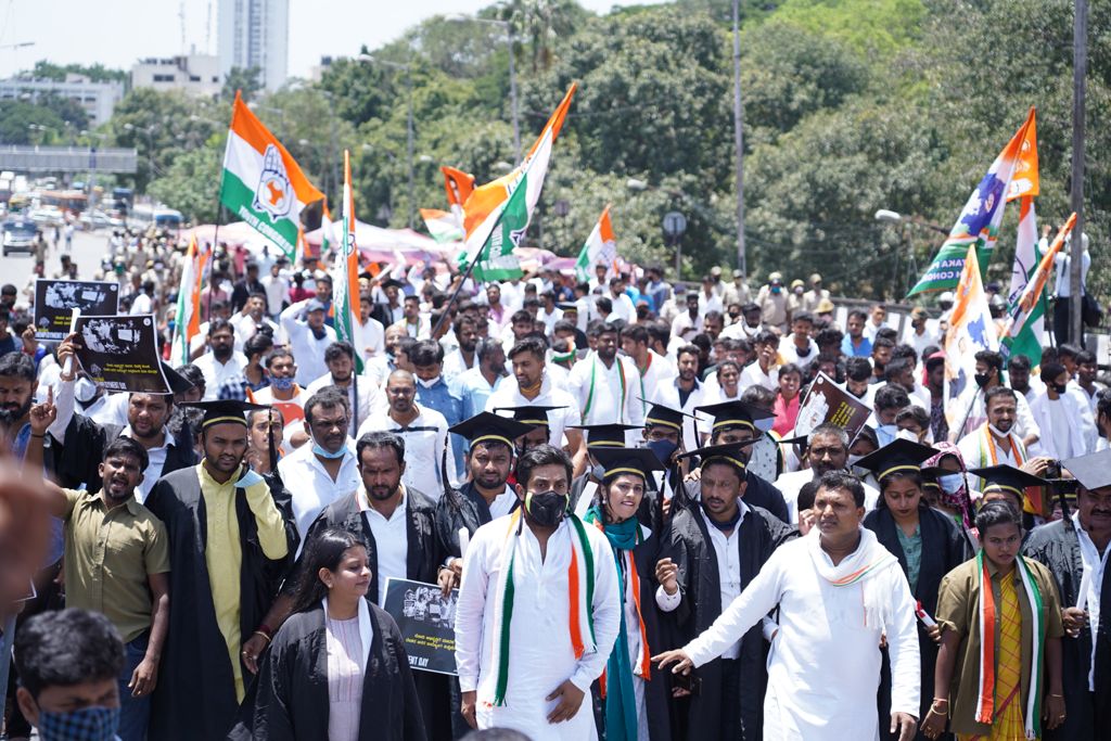 Youth congress protest  in Bangalore