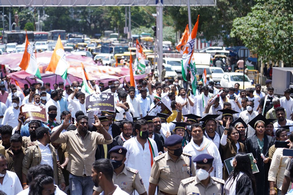 Youth congress protest  in Bangalore