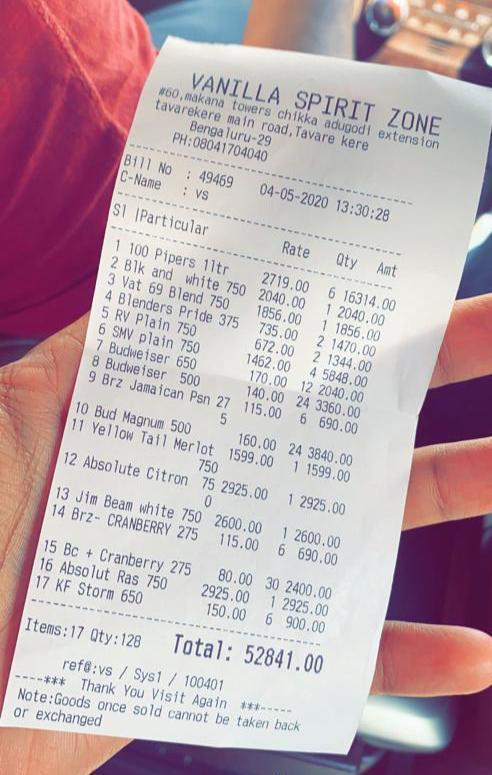 A Person buy RS 52,841 wine in bengaluru