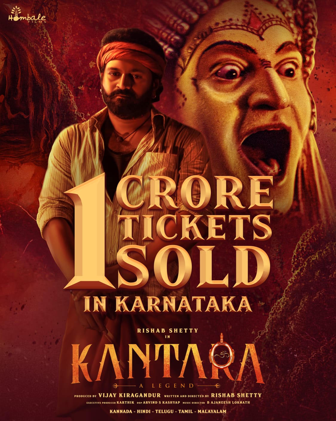 Kantara movie is record  Kantara movie is record in Ticket selling  One crore Kantara movie tickets sold out  ಕಾಂತಾರ ಸಿನಿಮಾ ದಾಖಲೆ  ಪುಷ್ಪ ಚಿತ್ರದ ಗಳಿಕೆಯ ದಾಖಲೆ ಮುರಿದ ಕಾಂತಾರ  ಭಾರತೀಯ ಸಿನಿಮಾ ರಂಗದಲ್ಲಿ ಅಭೂತಪೂರ್ವ ಯಶಸ್ಸ  ಬಾಕ್ಸ್ ಆಫೀಸ್‌ನಲ್ಲಿ ಹೊಸ ದಾಖಲೆ  ಪುಷ್ಪ ಚಿತ್ರದ ದಾಖಲೆ ಮುರಿದ ಕಾಂತಾರ  ಕರ್ನಾಟದಲ್ಲಿ ಒಂದು ಕೋಟಿ ಟಿಕೆಟ್​ ಮಾರಾಟ  ಸೂಪರ್ ಹಿಟ್ ಚಿತ್ರ ಅಲ್ಲು ಅರ್ಜುನ್ ಅಭಿನಯದ ಪುಷ್ಪ ಸಿನಿಮಾ  ಕಾಂತಾರ ಸಿನಿಮಾ ದಾಖಲೆ ಮೇಲೆ ದಾಖಲೆ