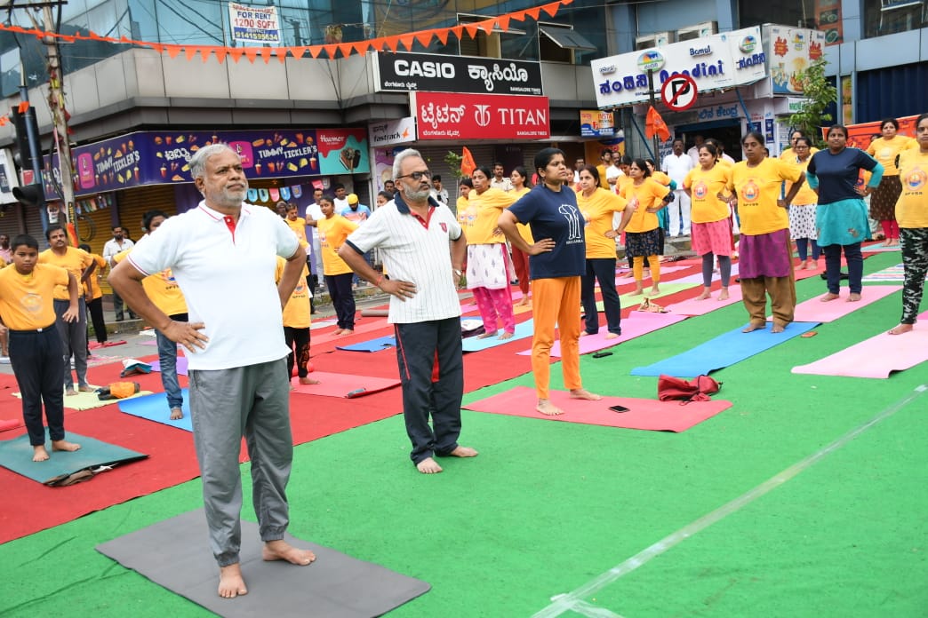 international yoga day celebration from ex minister Suresh Kumar