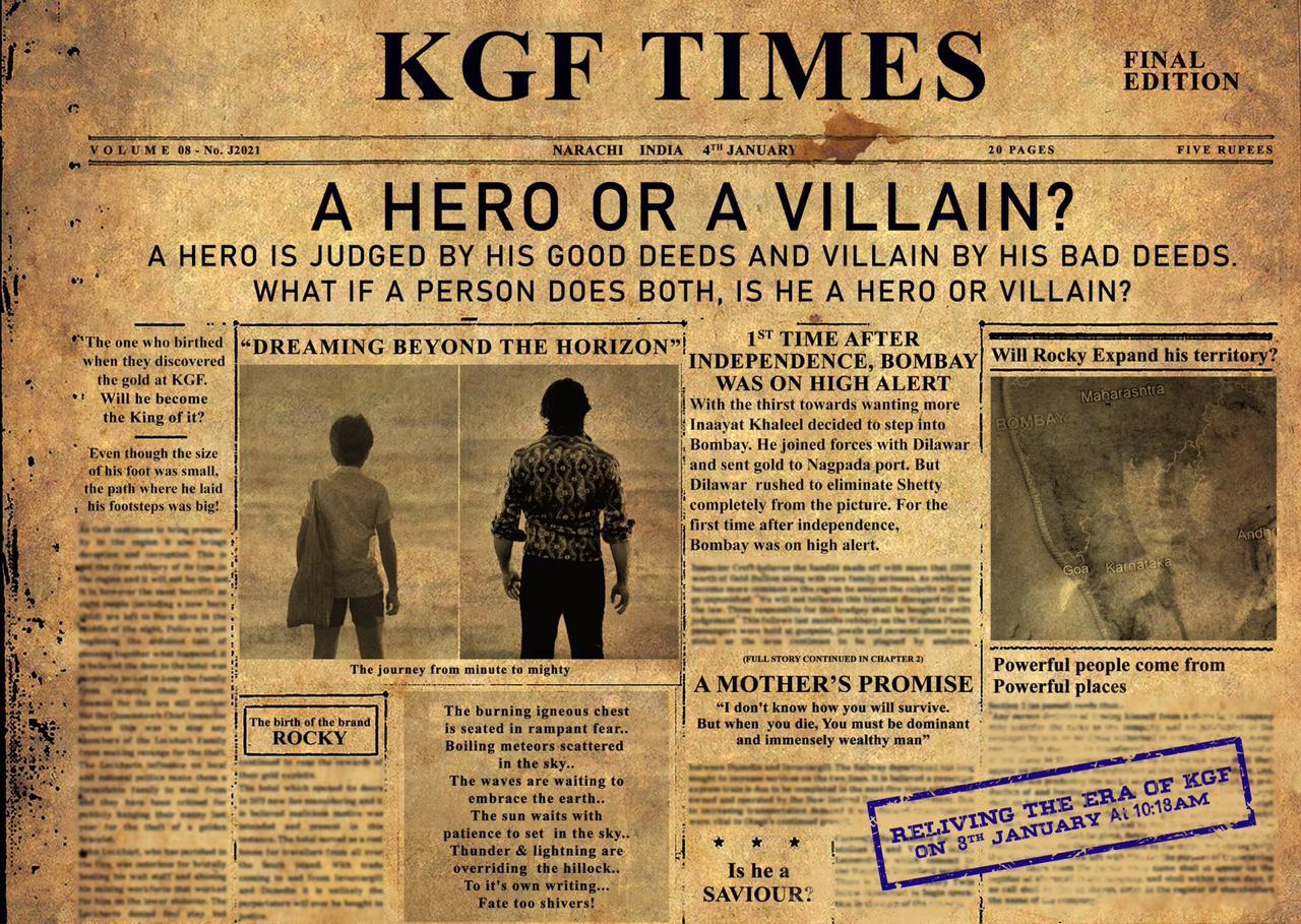 KGF Chapter 2 Cinema Promotion in old Newspaper format