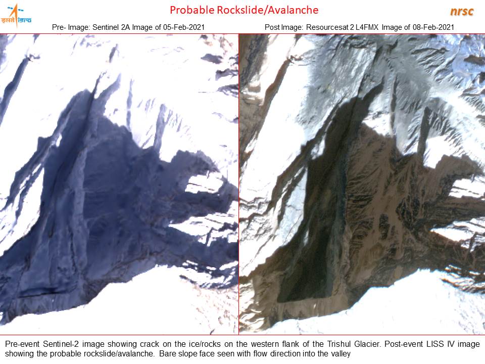 satelite image of uttarkhand glacial burst