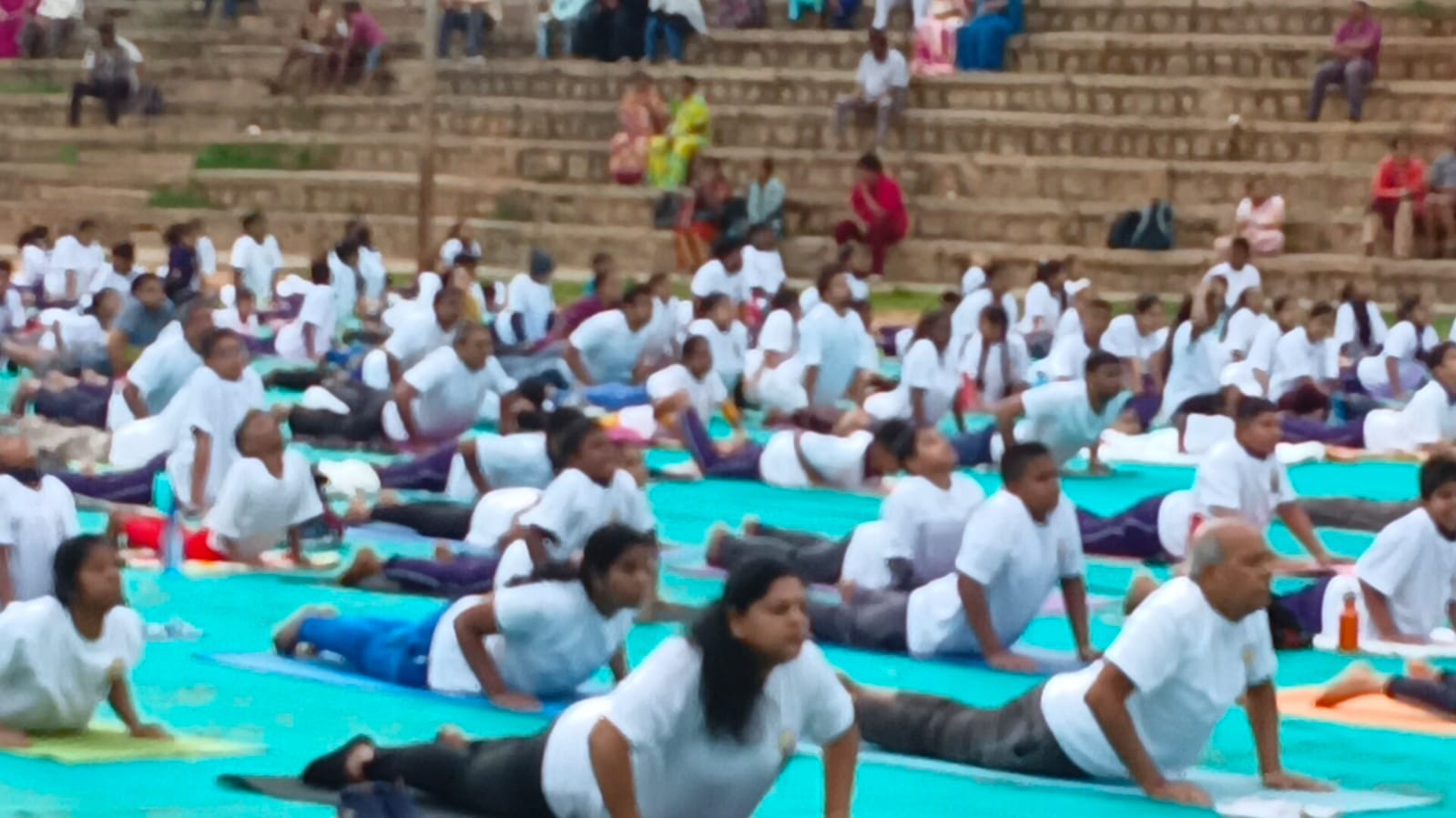 Yogasana on the playground of Hombegoudanagar