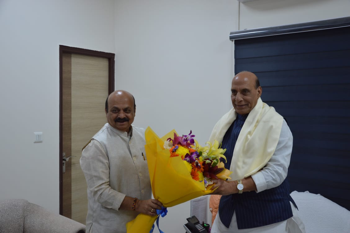 CM Basavaraj Bommai meet Union Minister Rajnath Singh