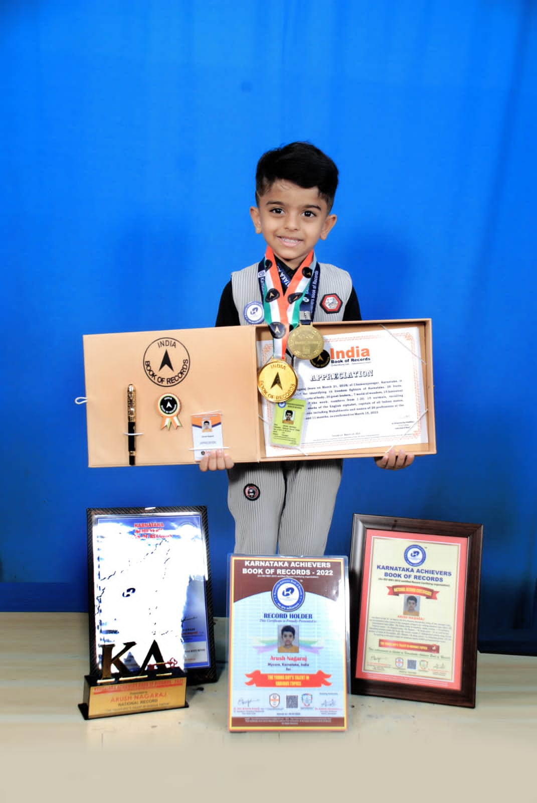 Arush nagaraju Named in the Indian Book of Record and the Karnataka Book of Record