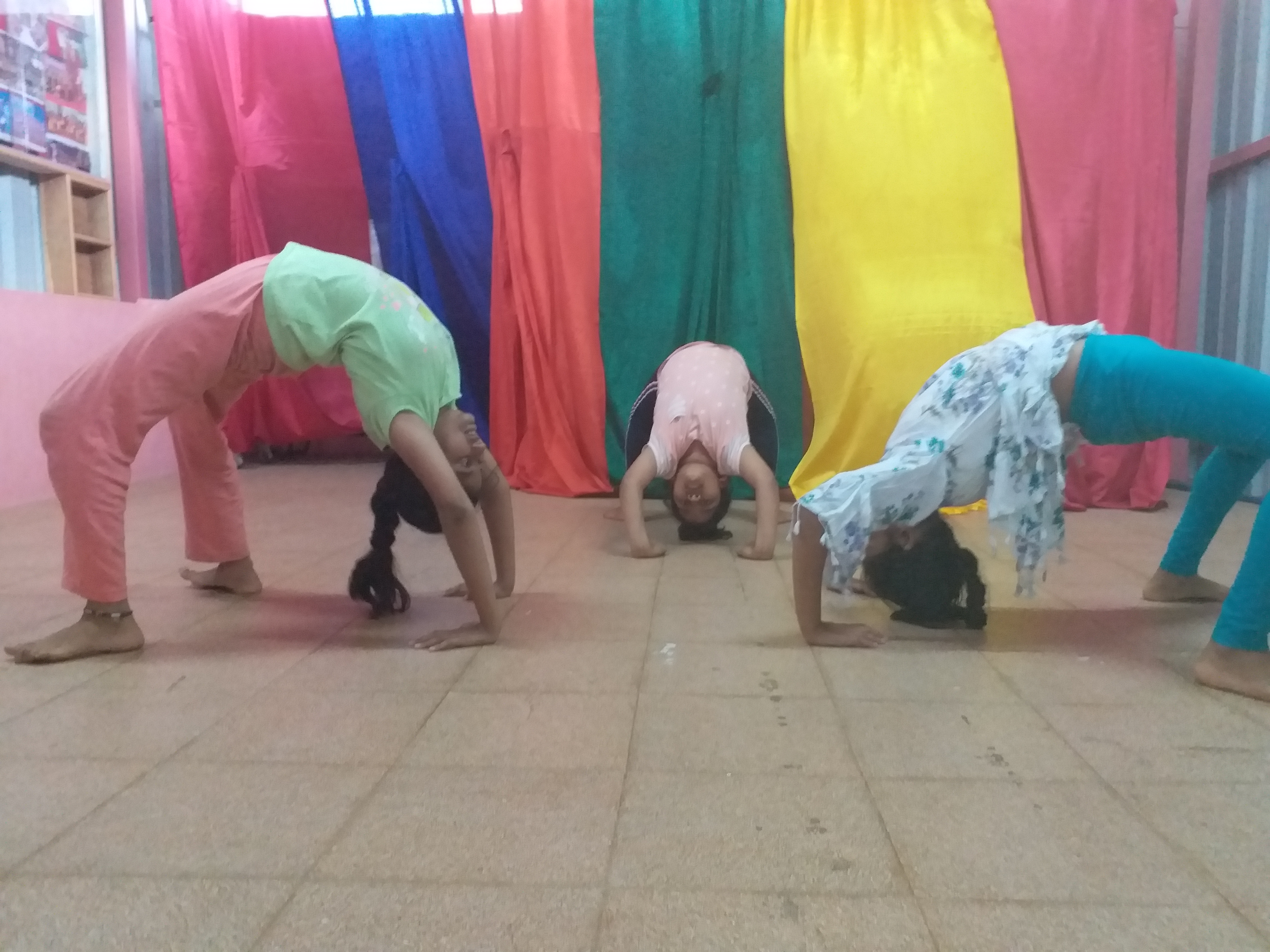 Tough yoga practised by Chinnarajanagara childrens