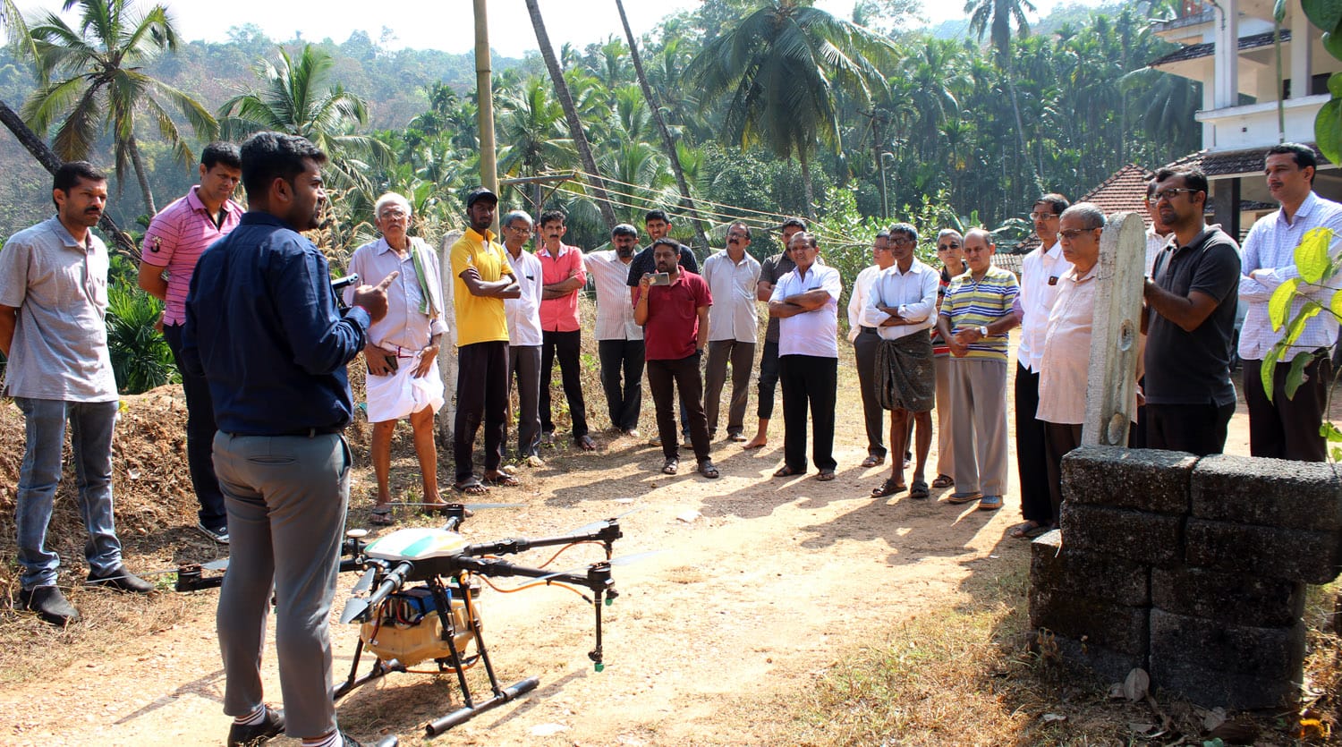 Drug spraying of areca nut by drone