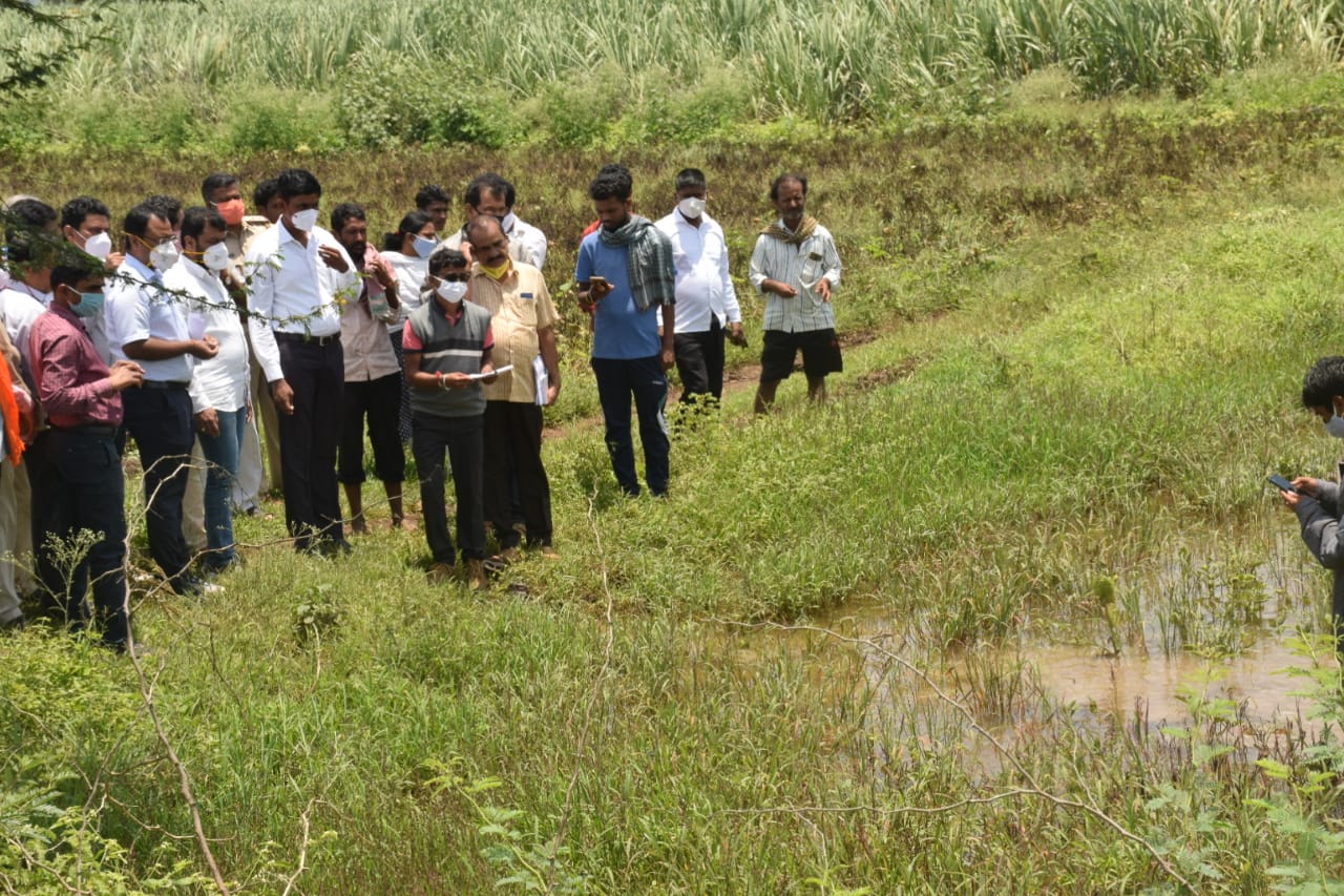 MLA Amrut Desai, DC visits crop damage areas